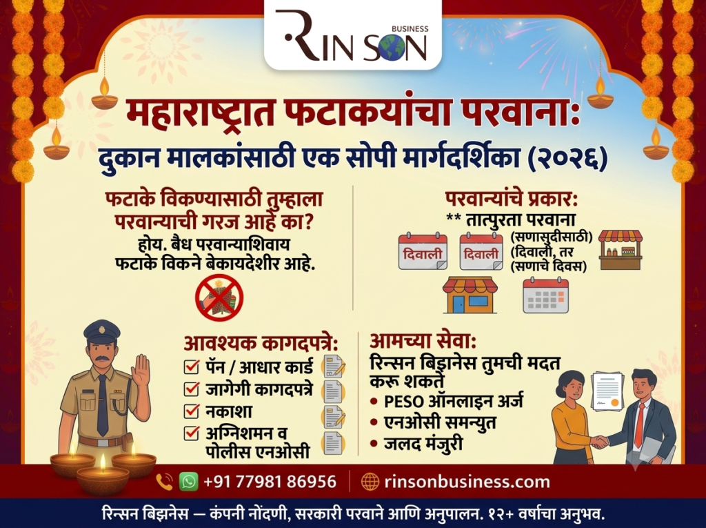 महाराष्ट्रात फटाक्यांचा परवाना: दुकान मालकांसाठी एक सोपी मार्गदर्शिका (२०२६)