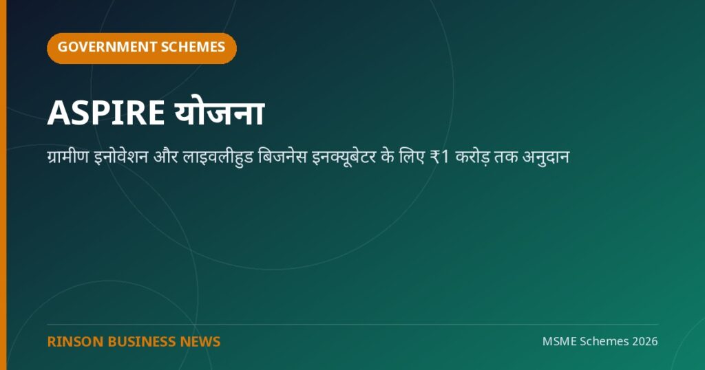 ASPIRE योजना: ग्रामीण इनोवेशन और लाइवलीहुड बिजनेस इनक्यूबेटर के लिए ₹1 करोड़ तक अनुदान