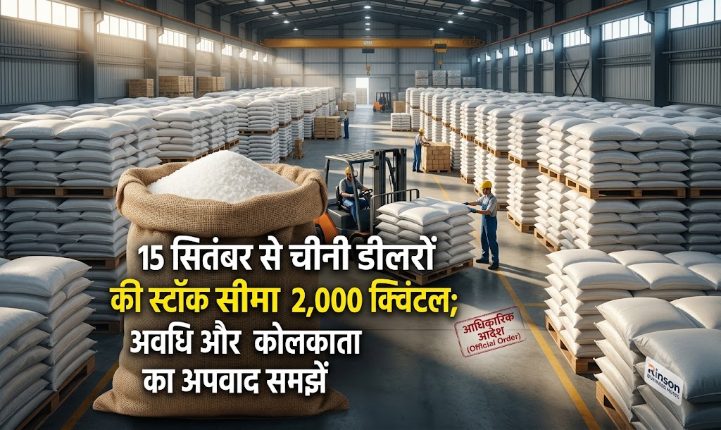 15 सितंबर से चीनी डीलरों की स्टॉक सीमा 2,000 क्विंटल; अवधि और कोलकाता का अपवाद समझें
