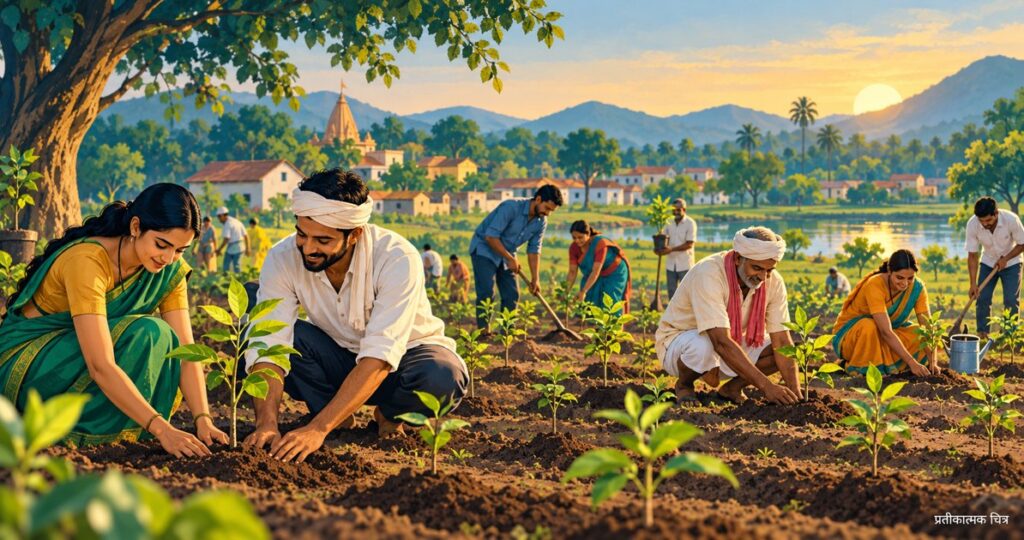 चंद्रपुर के 50 ग्राम पंचायतों में स्वस्तिक पैटर्न में वृक्षारोपण अभियान शुरू